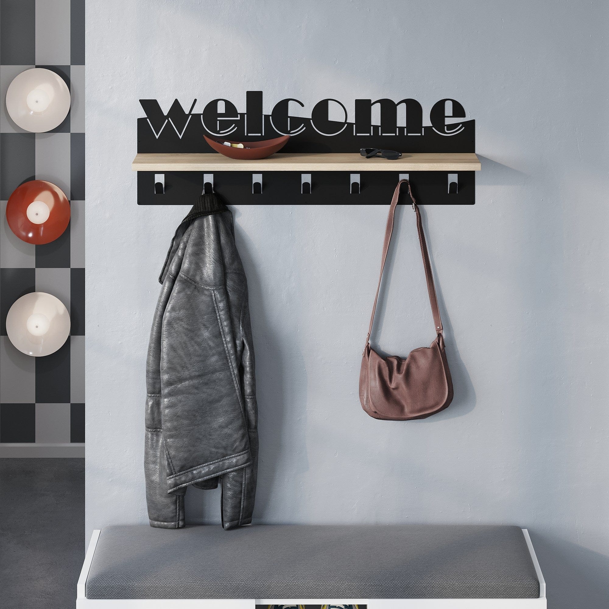 Appendiabiti a muro Welcome Quercia