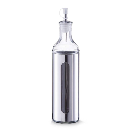 Zeller Bottiglia per olio/aceto Visual, acciaio inox e vetro, Argento 500 ml, Ø 6,5xH28 cm