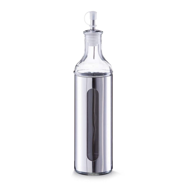 Zeller Bottiglia per olio/aceto Visual, acciaio inox e vetro, Argento 500 ml, Ø 6,5xH28 cm