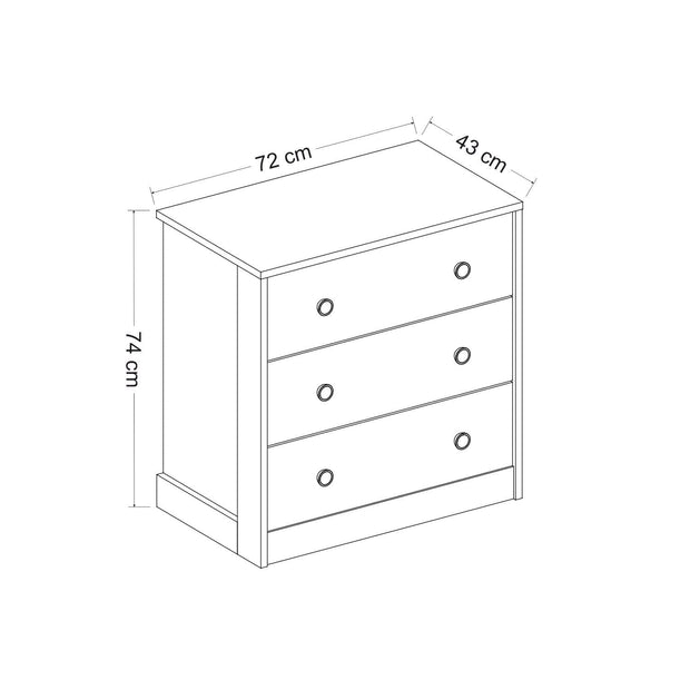 Asir Comò con 3 cassetti Life Antracite