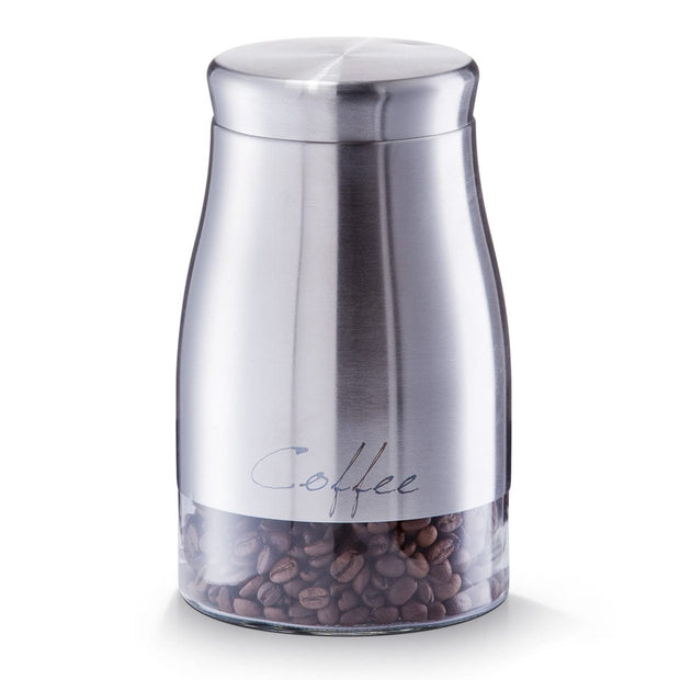 Zeller Contenitore per caffè in vetro e acciaio inox Caffè, Argento 1300 ml, Ø 11,5xH19 cm