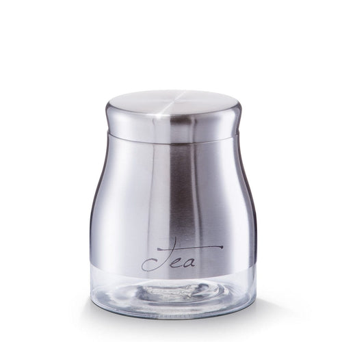 Zeller Contenitore per tè in vetro e acciaio inox Tea, Argento 900 ml, Ø 11,5xH14 cm