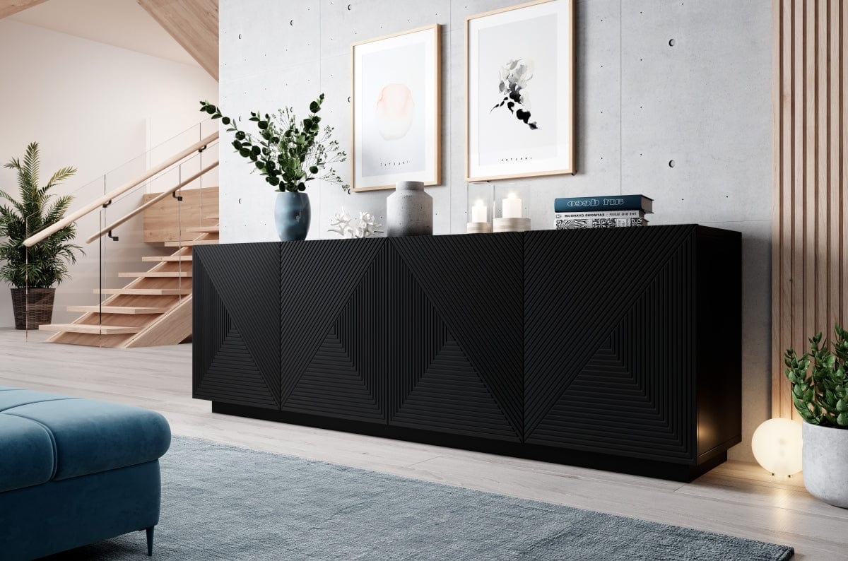 Bogart Credenza a 4 ante Asha 200-4D Nero Opaco