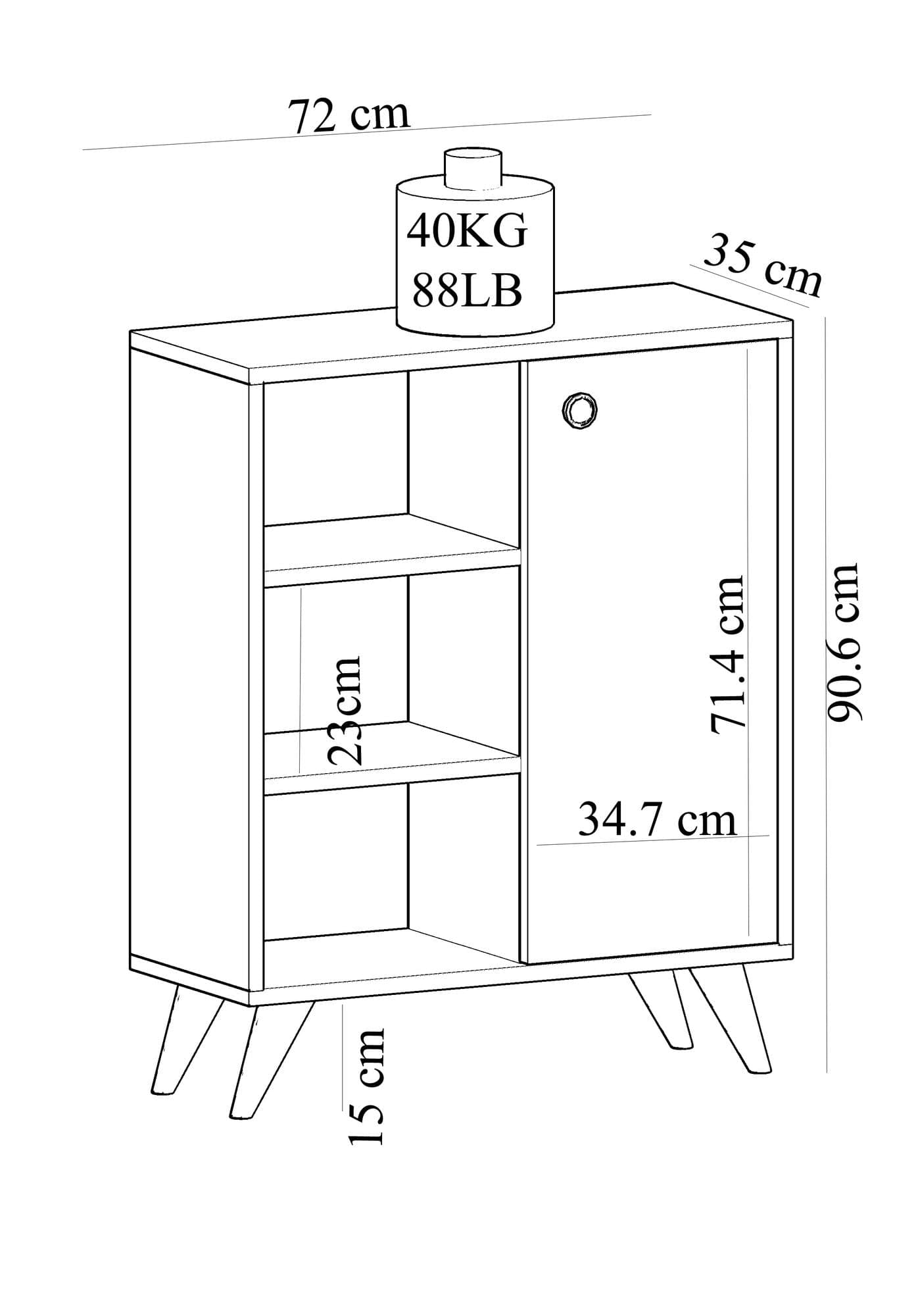 Asir Credenza con 1 anta Athena Quercia