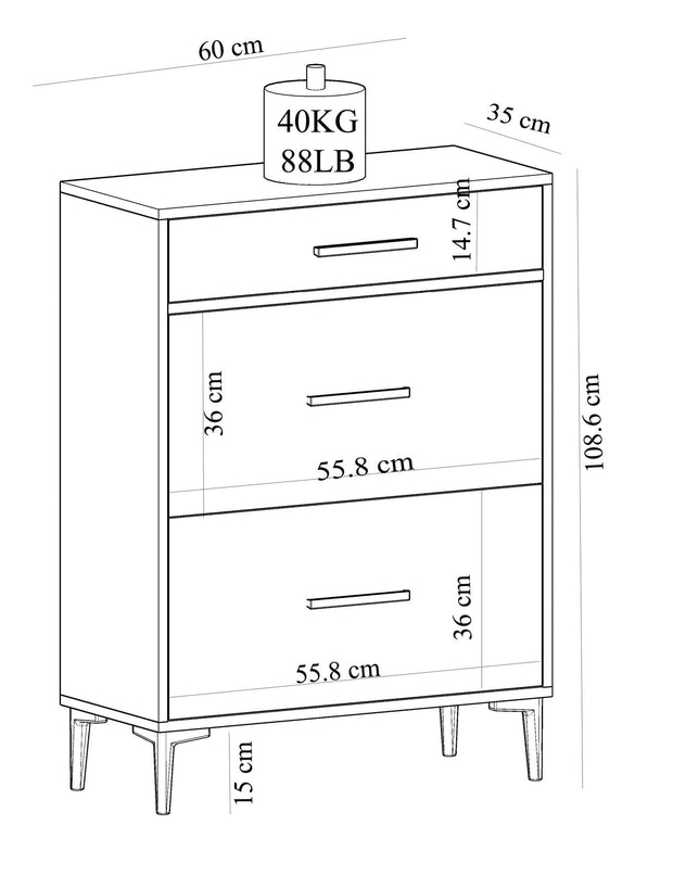 Credenza con 1 cassetto e 2 ante Albedo Bianco (5)