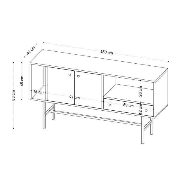 Asir Credenza con 1 cassetto e 2 ante Freya V2 Quercia