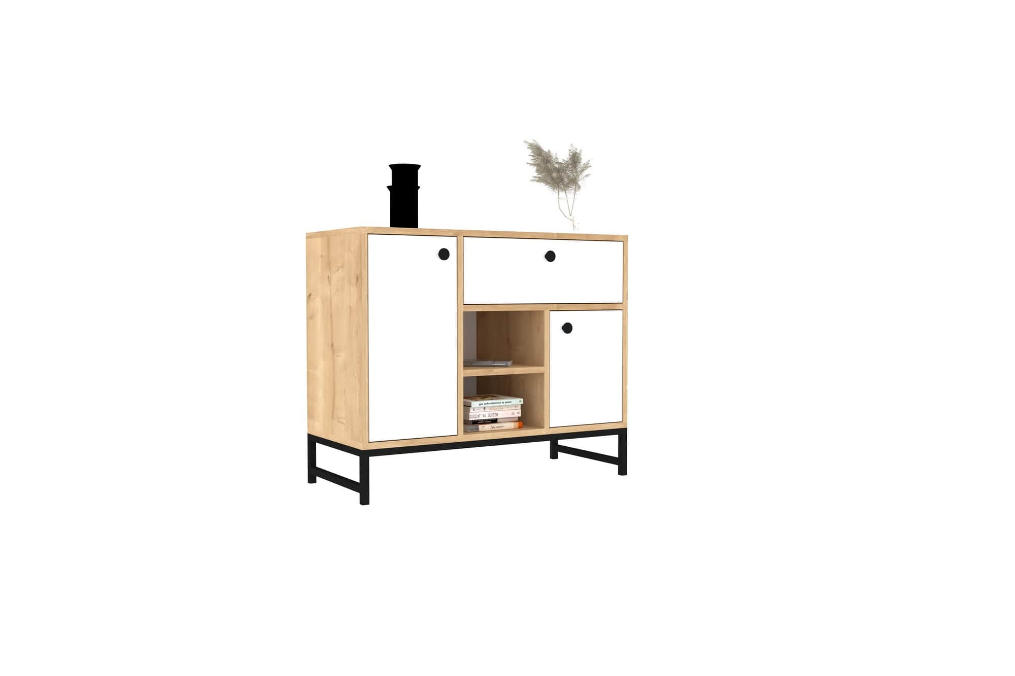 Asir Credenza con 1 cassetto e 2 ante Inci Bianco