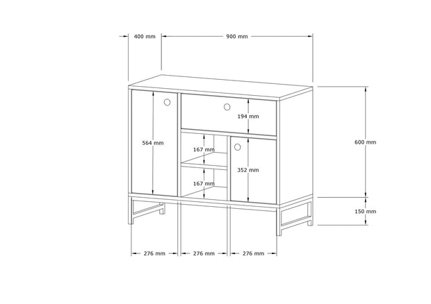 Asir Credenza con 1 cassetto e 2 ante Inci Bianco