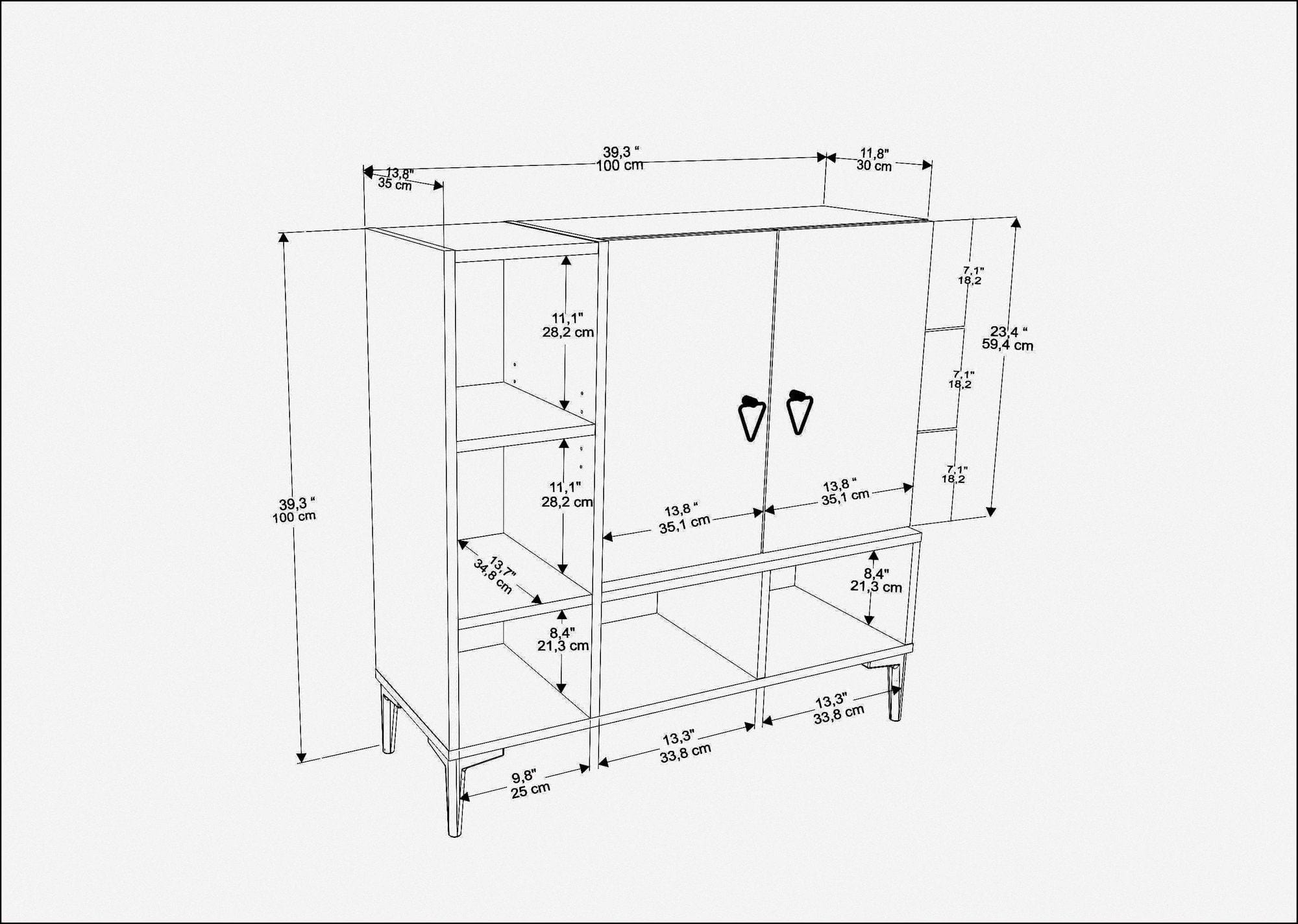 Asir Credenza con 2 ante Platin Bianco