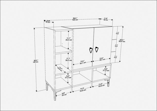 Asir Credenza con 2 ante Platin Bianco