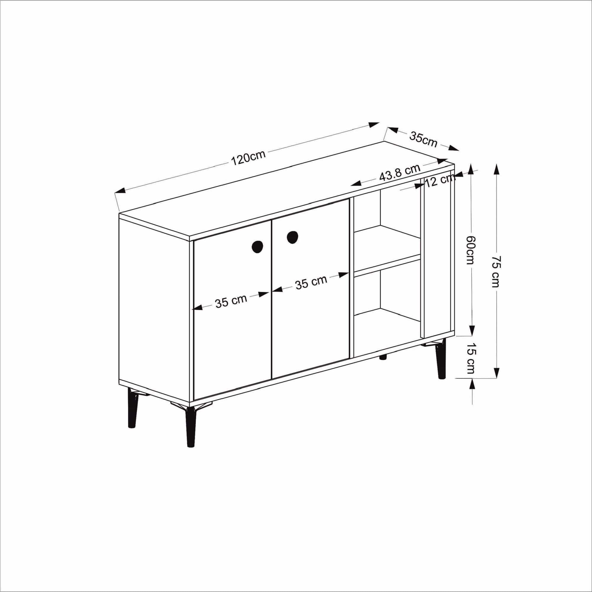 Asir Credenza con 2 ante Sahra Antracite