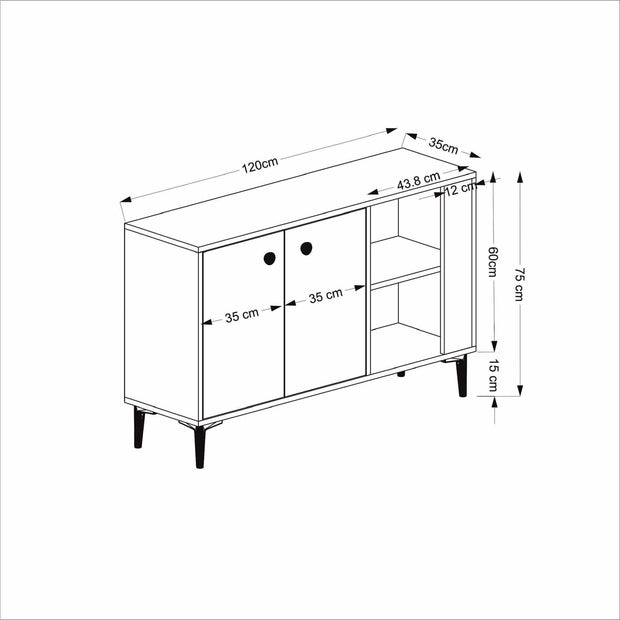 Asir Credenza con 2 ante Sahra Antracite