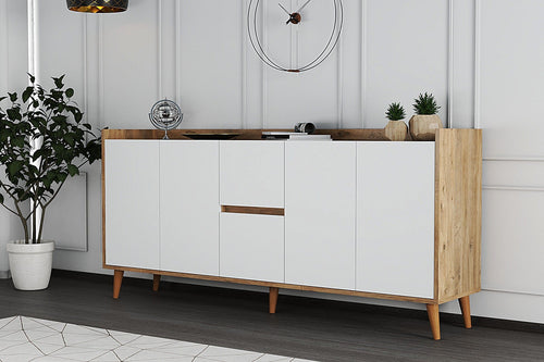 Asir Credenza con 2 cassetti e 4 ante Anite Bianco