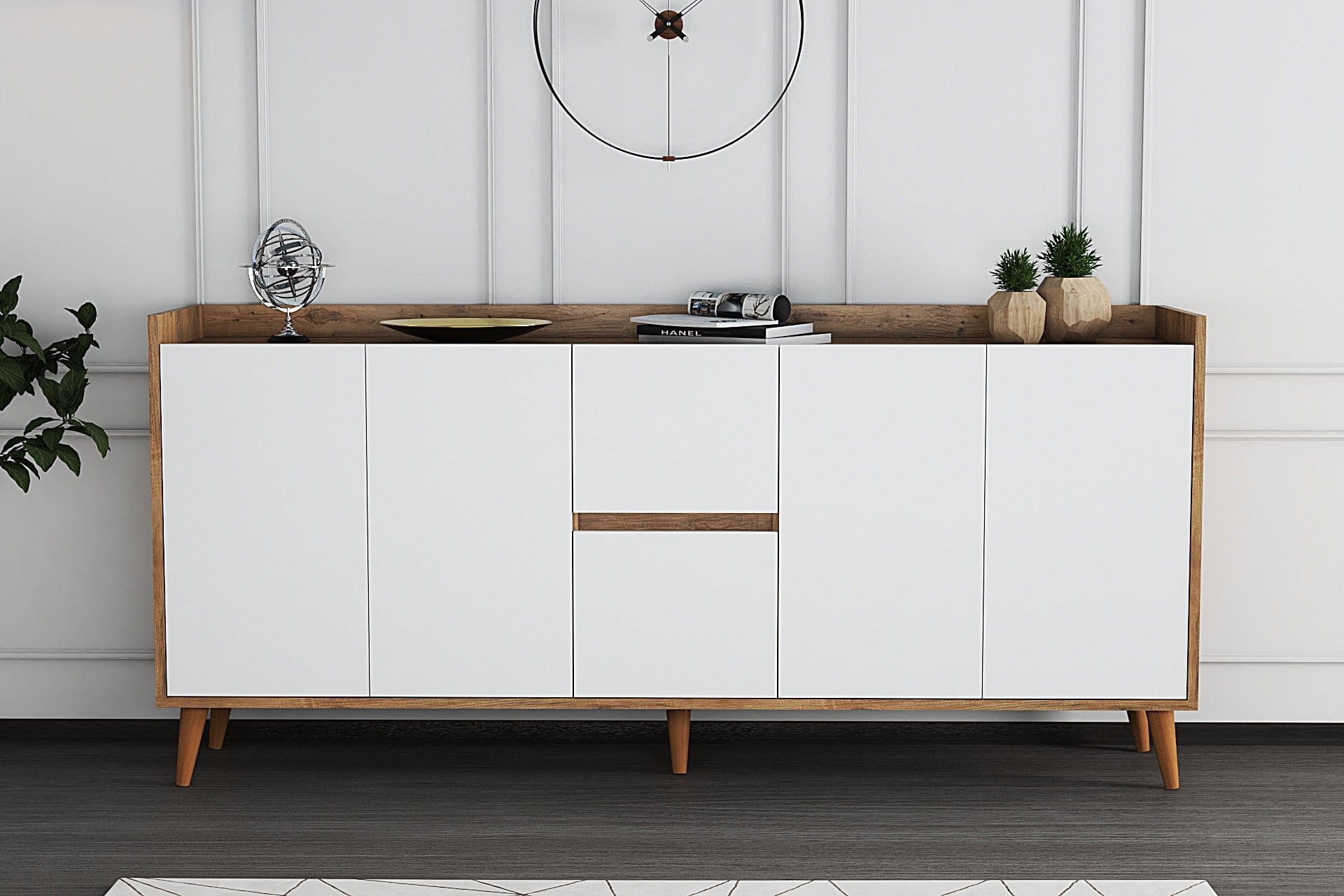 Asir Credenza con 2 cassetti e 4 ante Anite Bianco