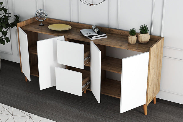 Asir Credenza con 2 cassetti e 4 ante Anite Bianco