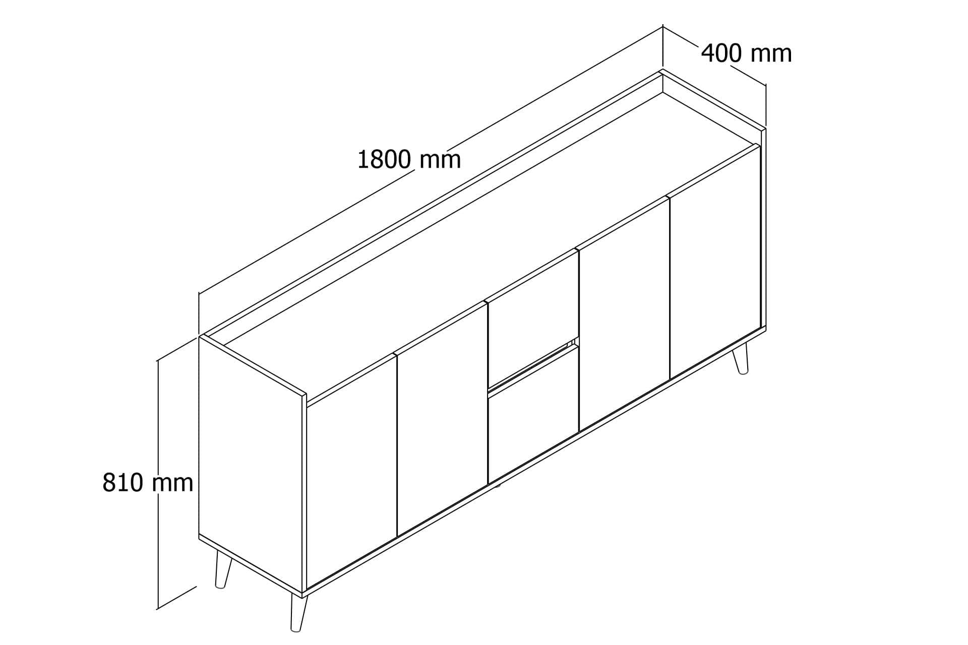 Asir Credenza con 2 cassetti e 4 ante Anite Bianco