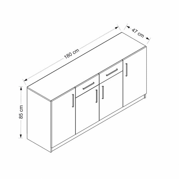 Asir Credenza con 2 cassetti e 4 ante Kale Bianco