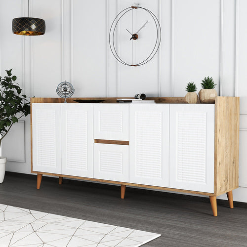 Asir Credenza con 2 cassetti e 4 ante Sidelya 4 Bianco