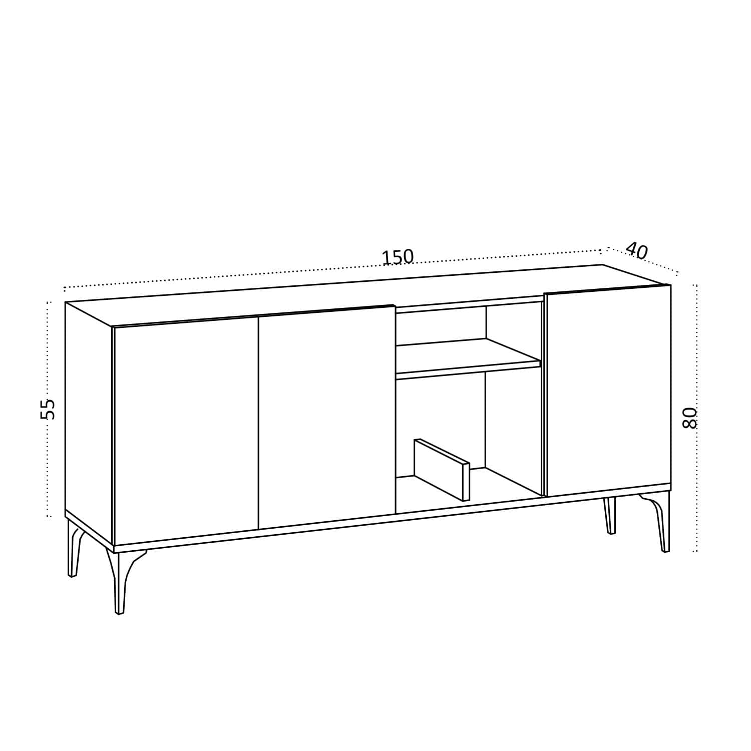 Asir Credenza con 3 ante Albedo Bianco