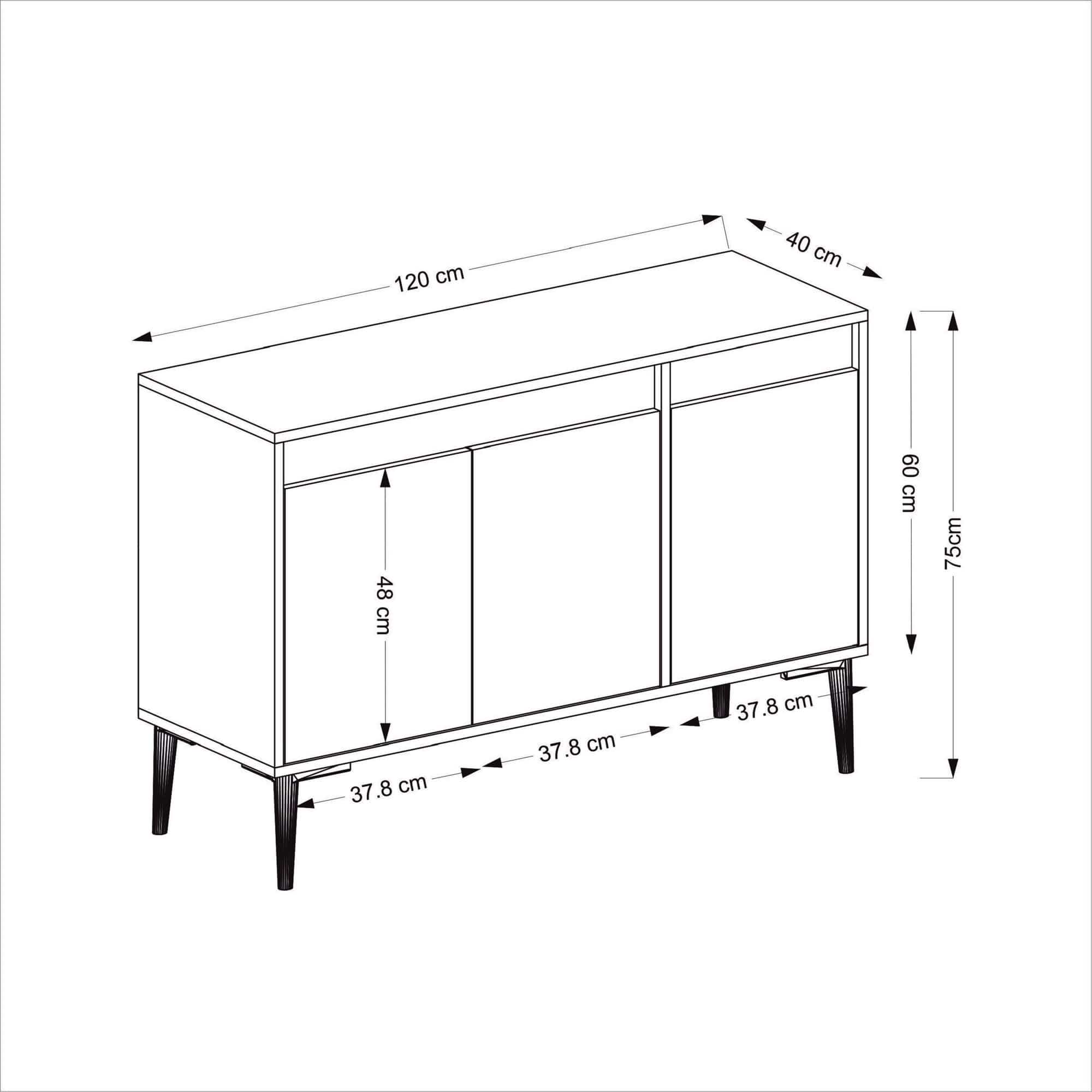 Asir Credenza con 3 ante Asude Quercia