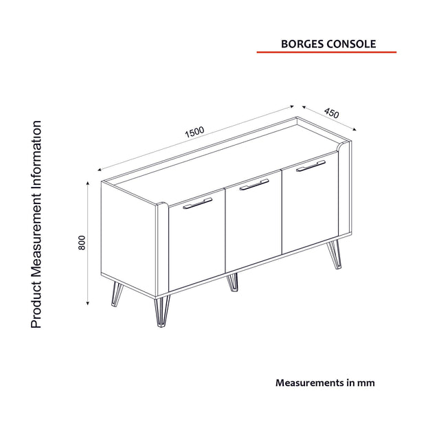 Asir Credenza con 3 ante Borges Multicolore