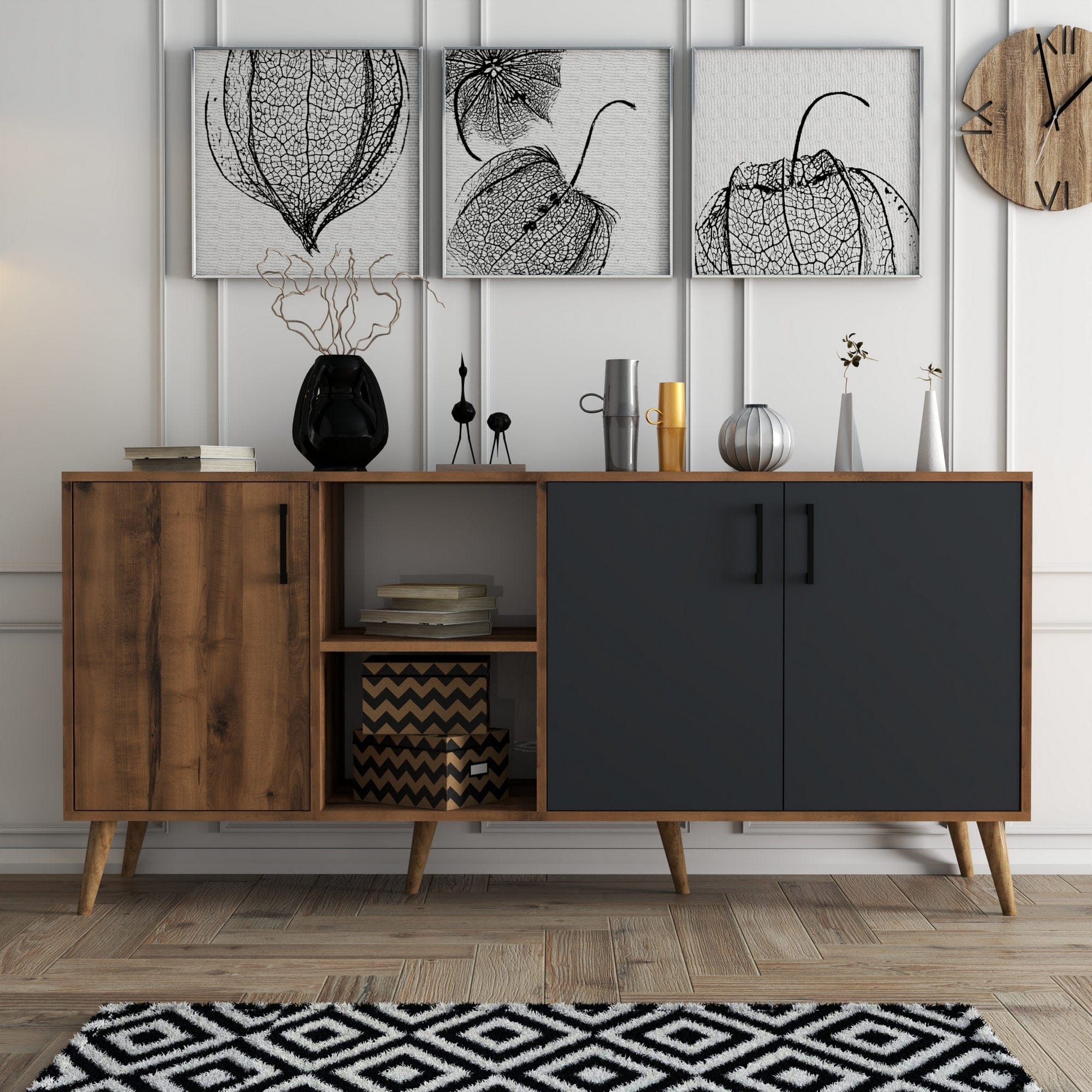 Asir Credenza con 3 ante Exxen Antracite