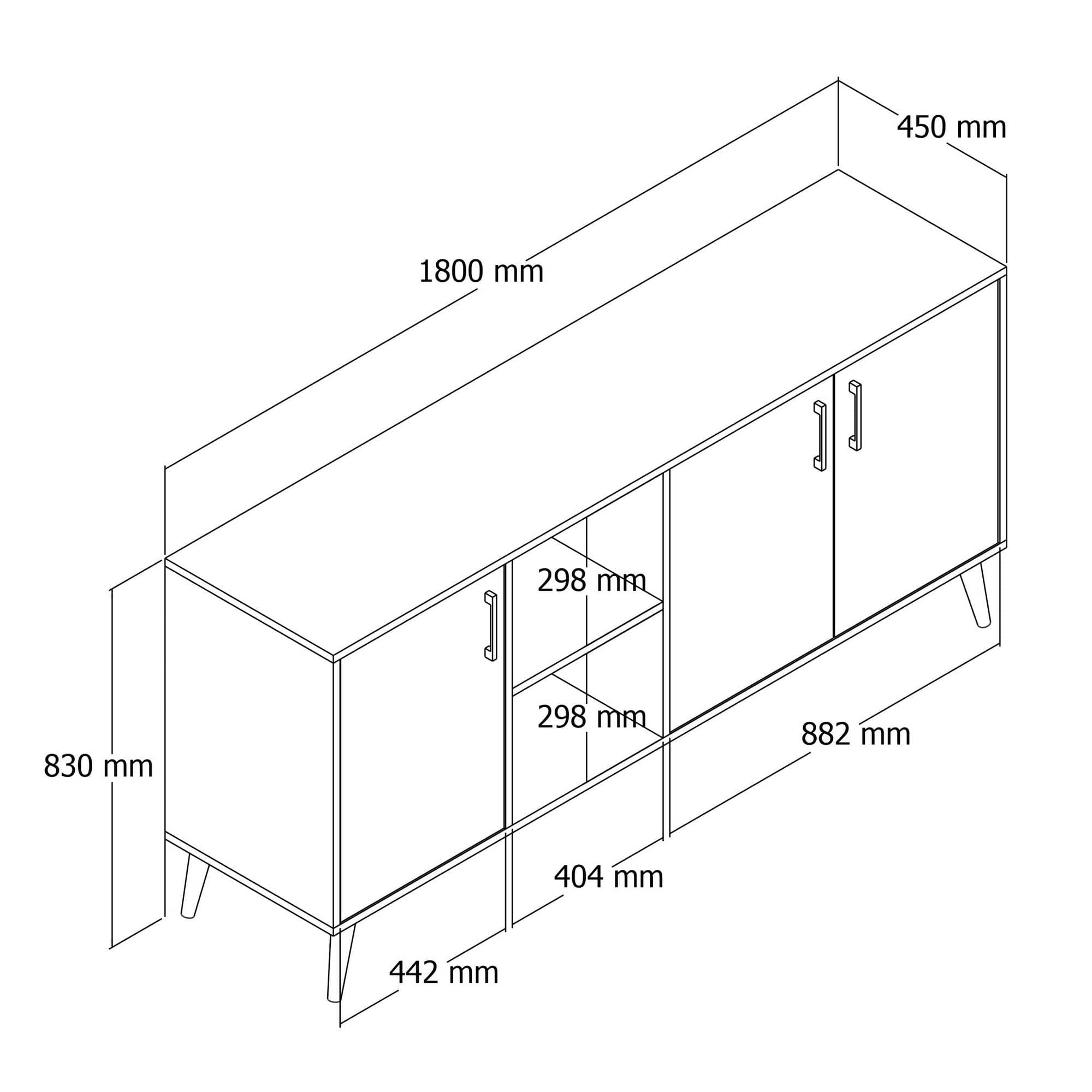 Asir Credenza con 3 ante Exxen Antracite