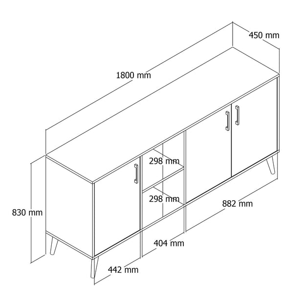 Asir Credenza con 3 ante Exxen Antracite