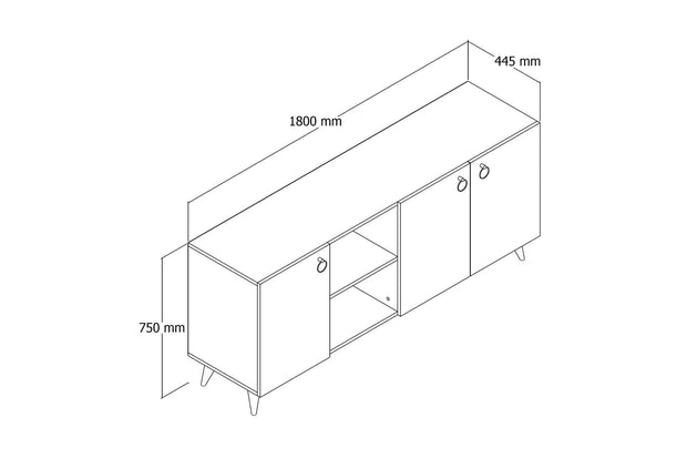 Asir Credenza con 3 ante Karol 0301 Bianco