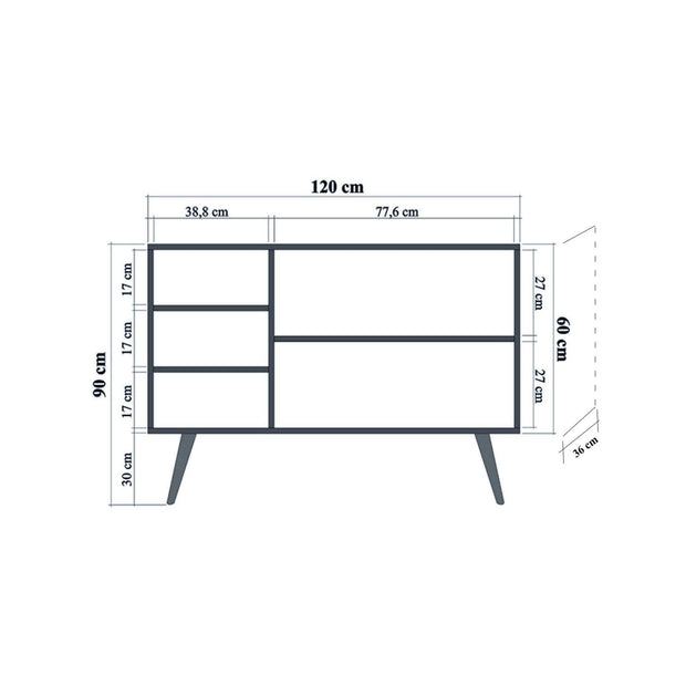 Asir Credenza con 3 ante Mega 720 Quercia