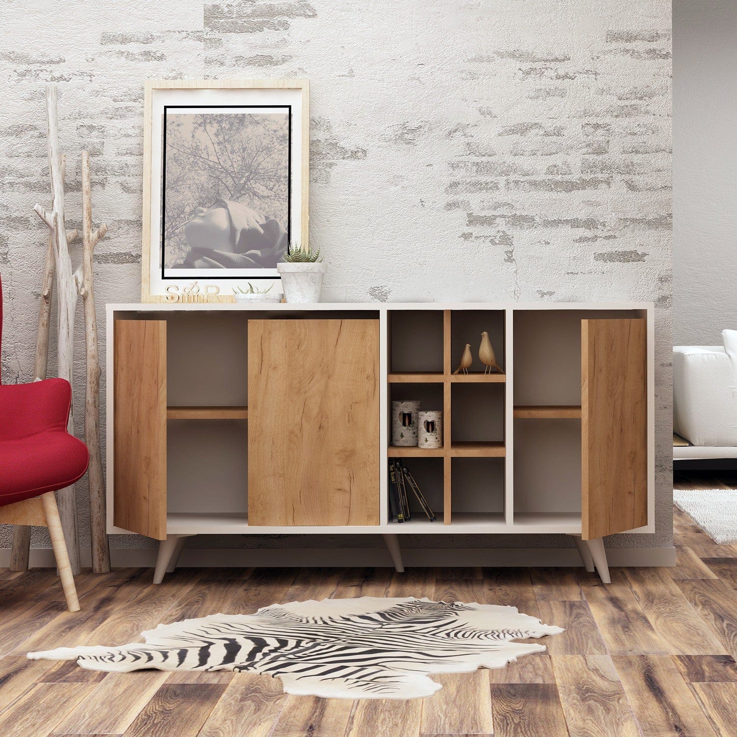 Asir Credenza con 3 ante Prava Quercia