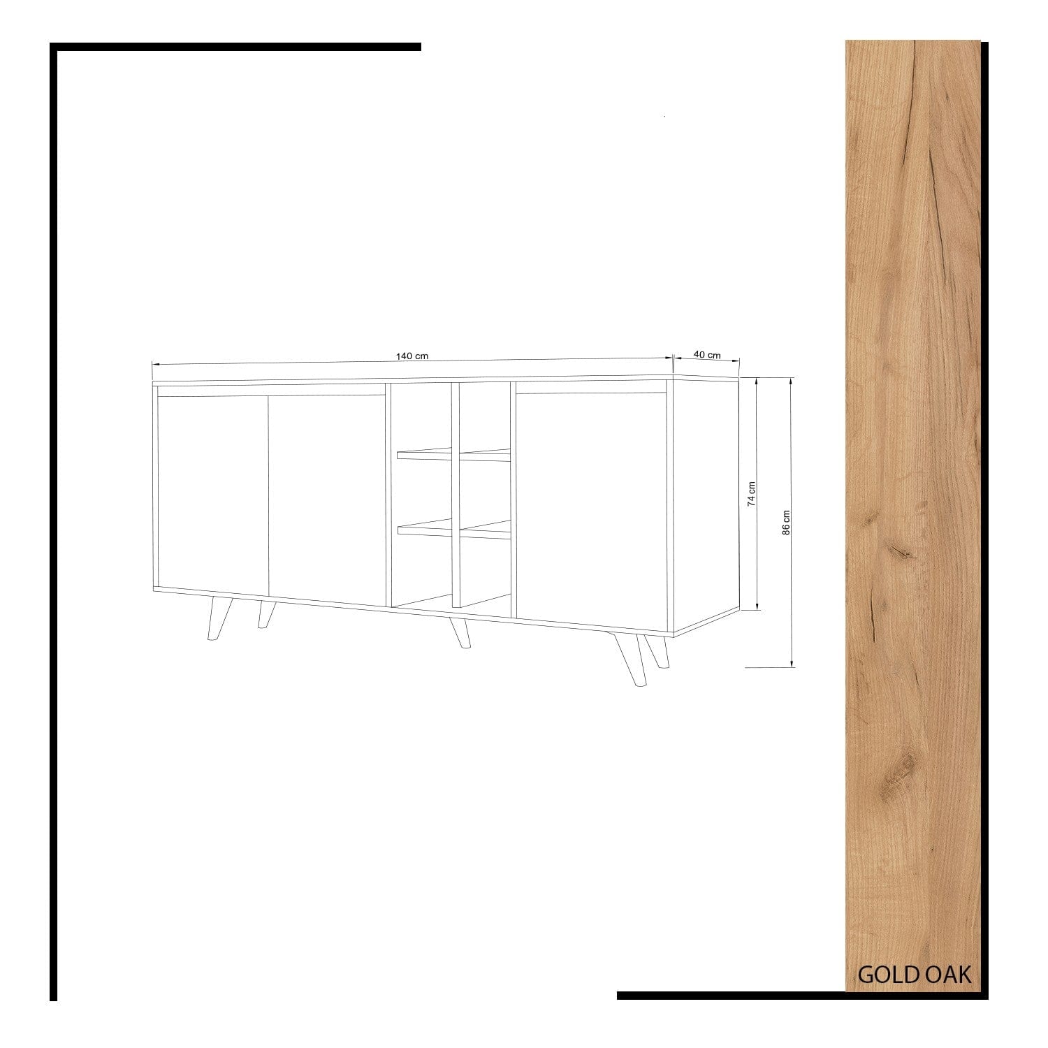 Asir Credenza con 3 ante Prava Quercia