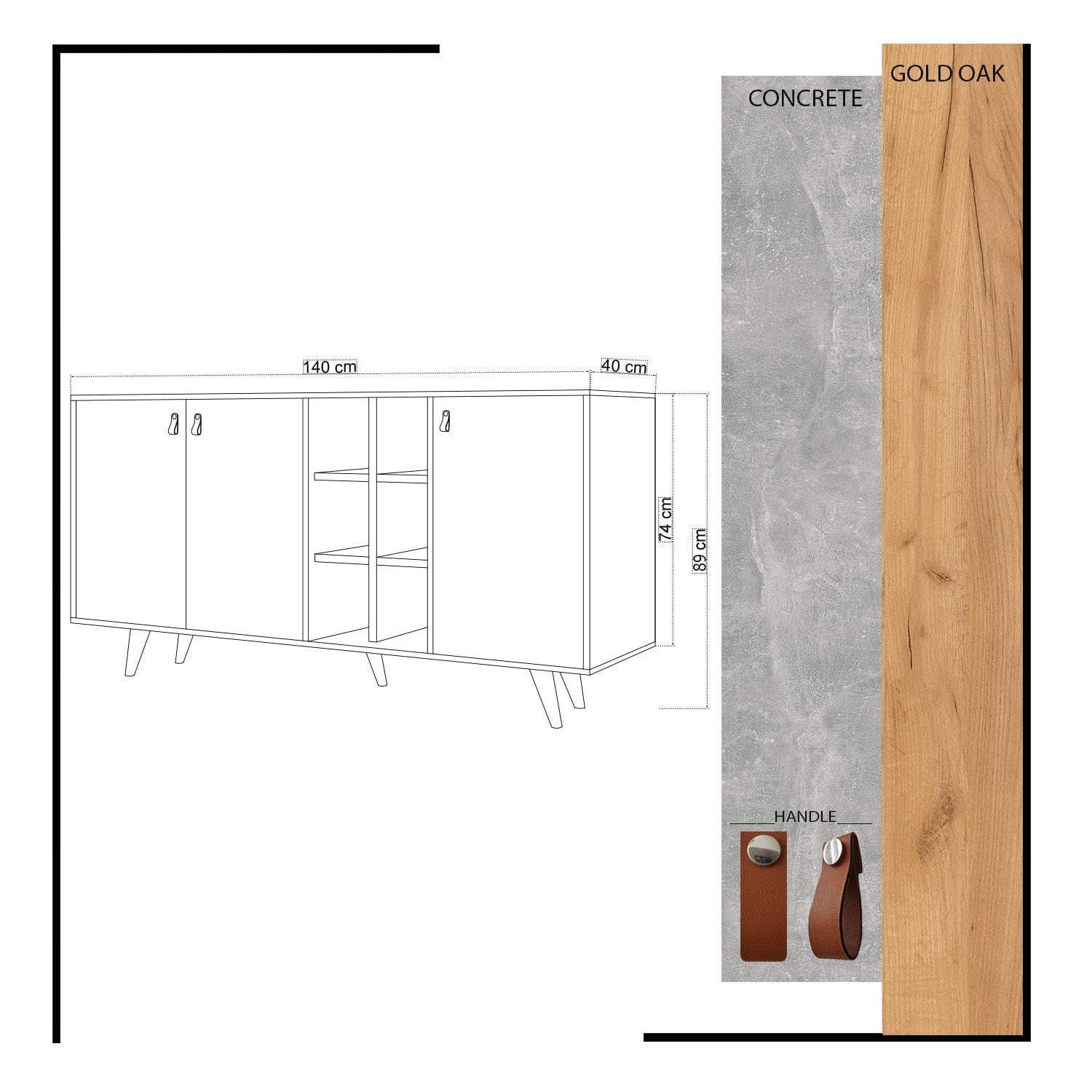 Asir Credenza con 3 ante Prilika Grigio