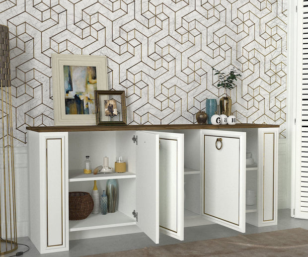 Asir Credenza con 3 ante Sansa Bianco