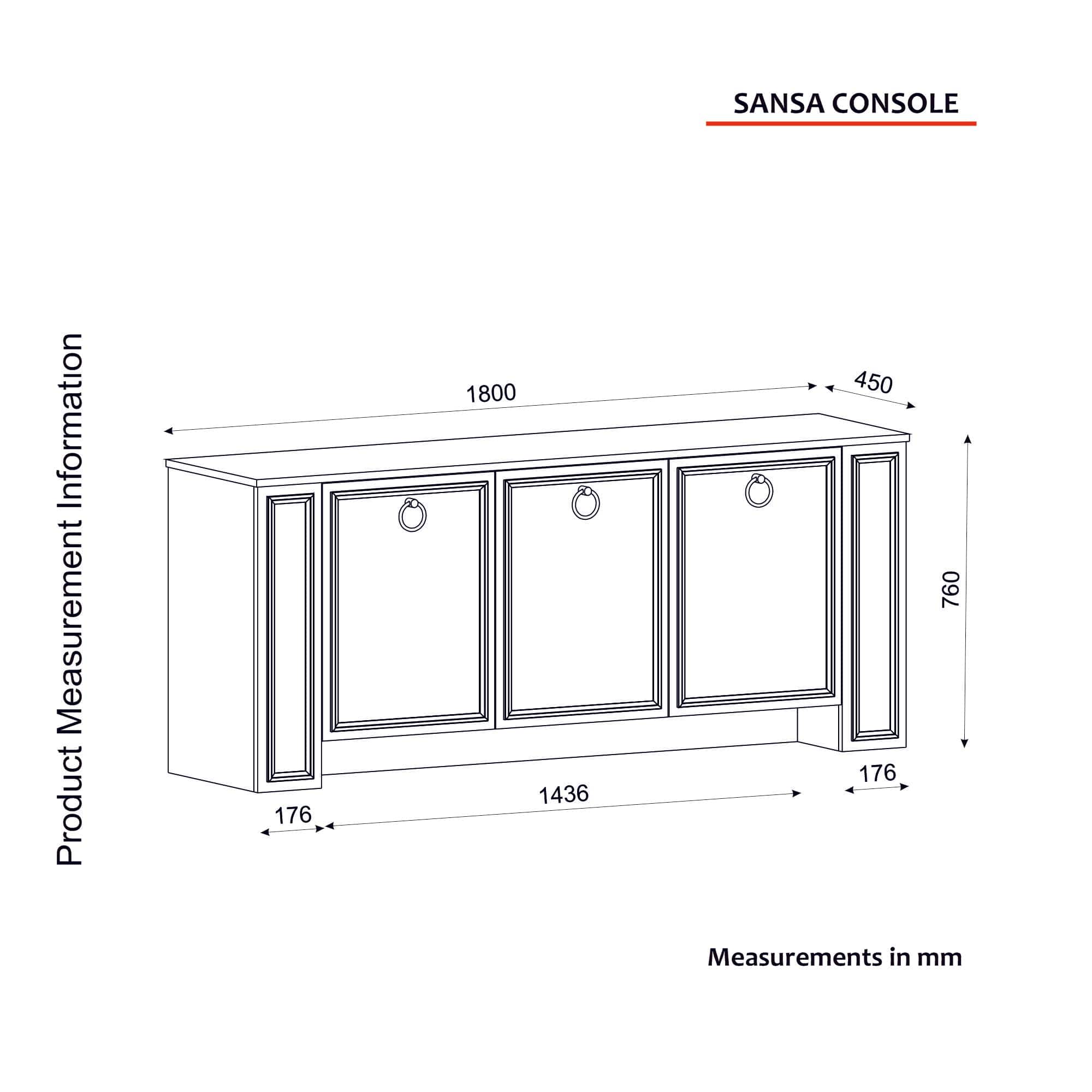 Asir Credenza con 3 ante Sansa Bianco