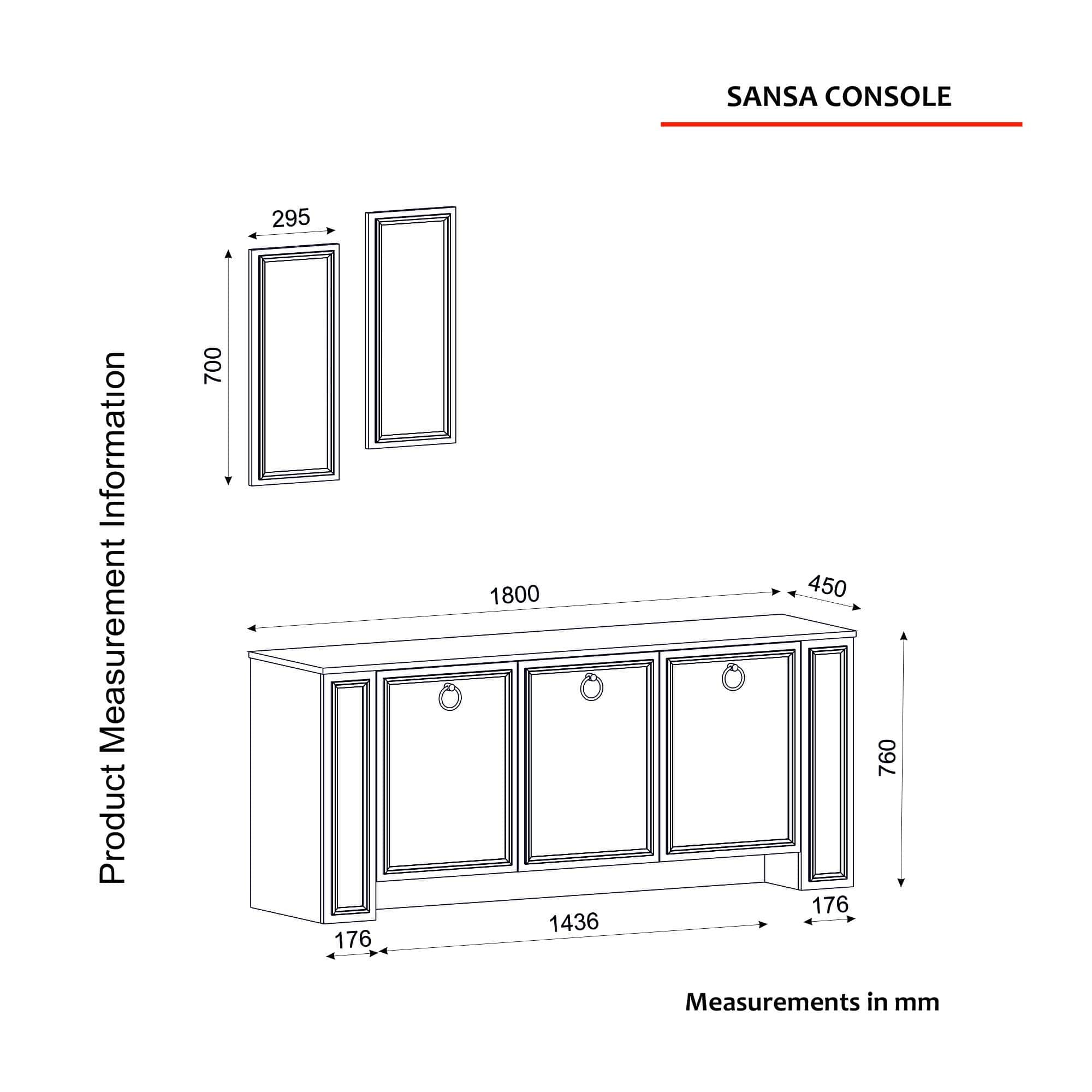 Asir Credenza con 3 ante Sansa Bianco