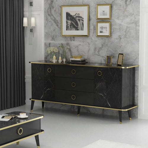 Asir Credenza con 3 cassetti e 2 ante Bien Oro