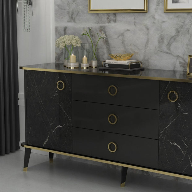 Asir Credenza con 3 cassetti e 2 ante Bien Oro