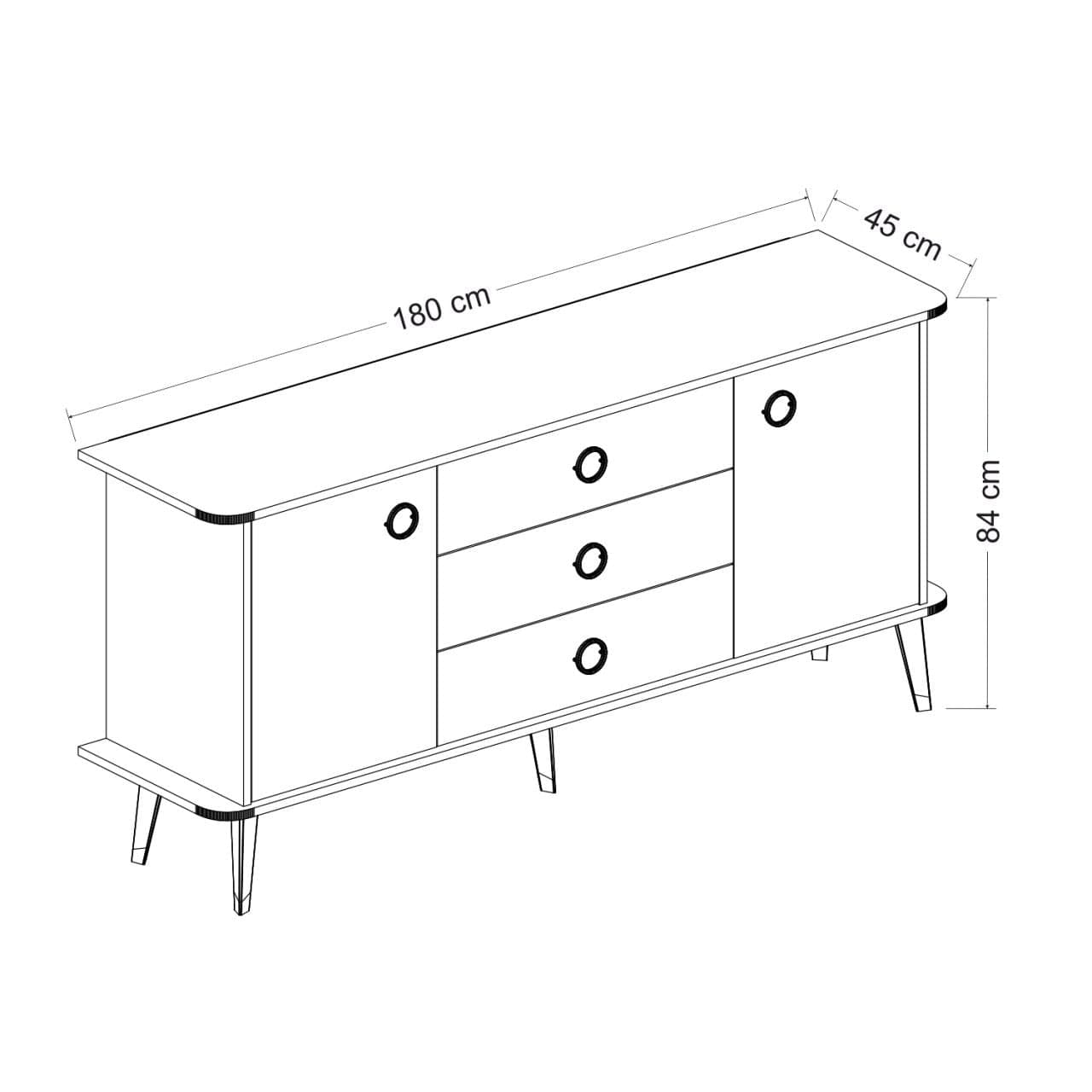 Asir Credenza con 3 cassetti e 2 ante Bien Oro