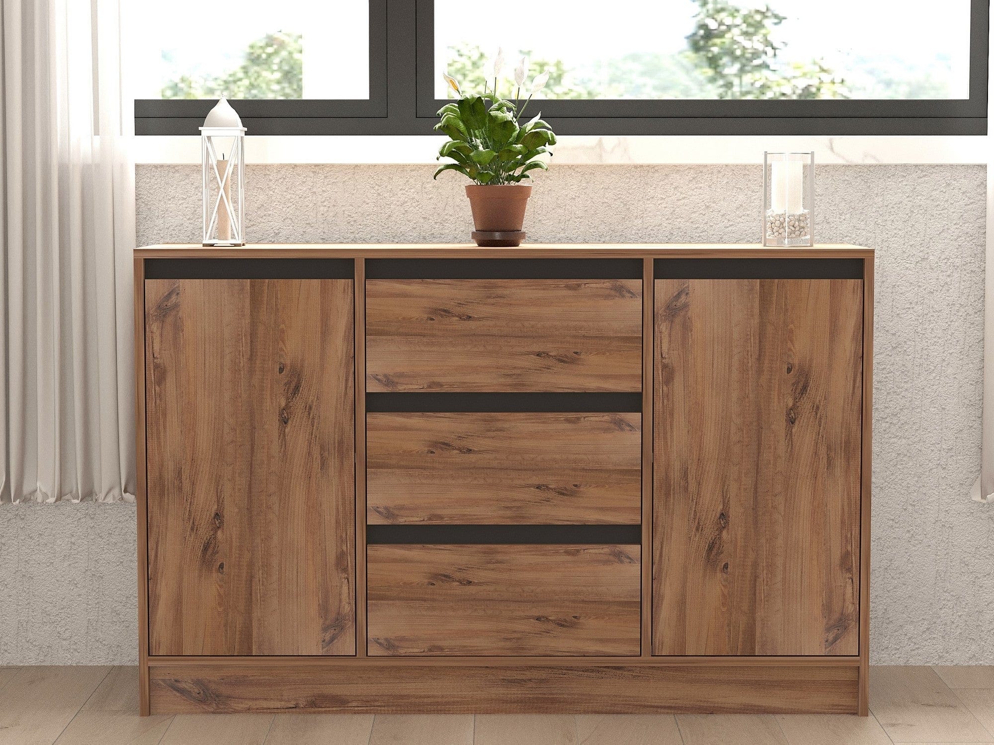 Asir Credenza con 3 cassetti e 2 ante Karal Pino