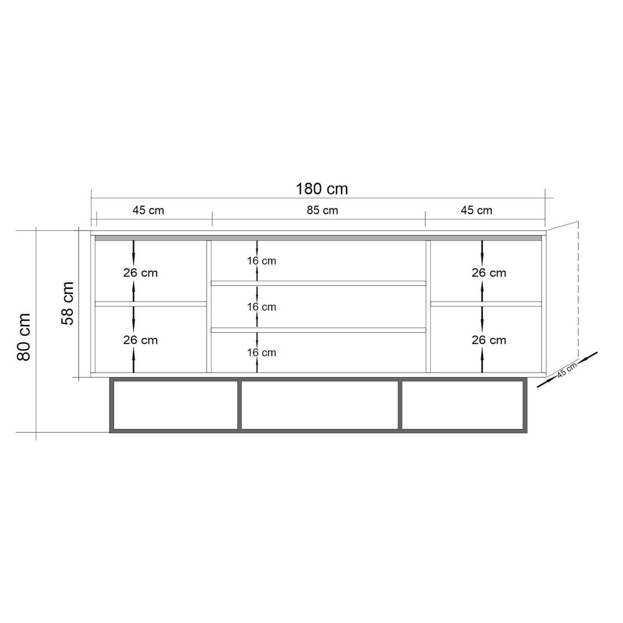 Asir Credenza con 3 cassetti e 2 ante Quantum Pino