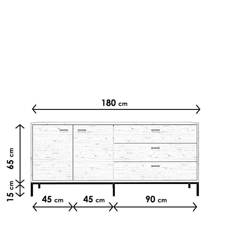 Asir Credenza con 3 cassetti e 2 ante Riga L2003 Quercia