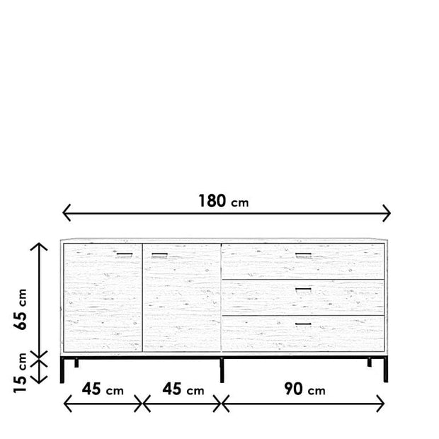 Asir Credenza con 3 cassetti e 2 ante Riga L2003 Quercia