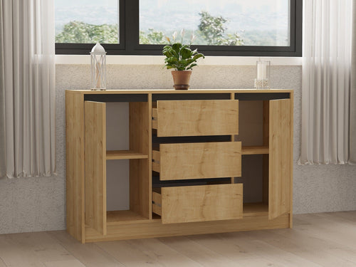 Asir Credenza con 3 cassetti e 2 ante Sadu Quercia