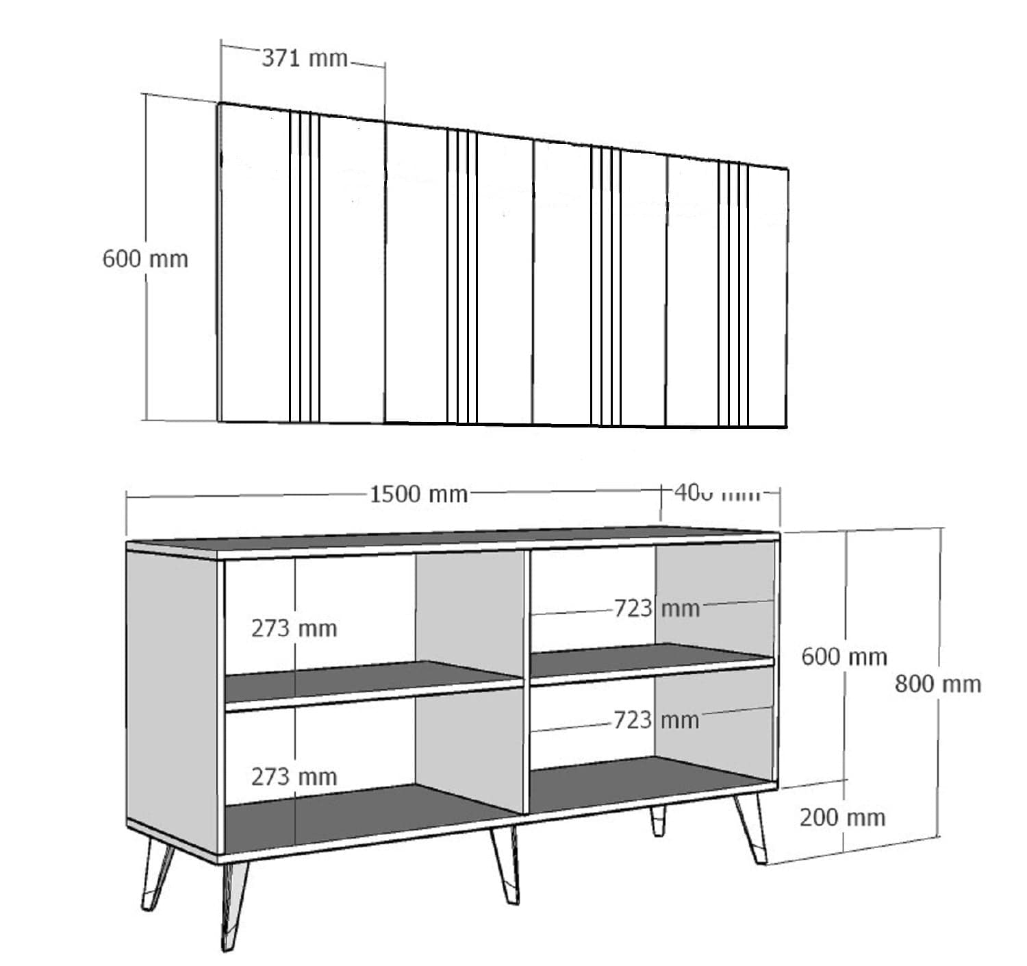 Asir Credenza con 4 ante Asel Argento