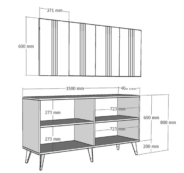 Asir Credenza con 4 ante Asel Argento