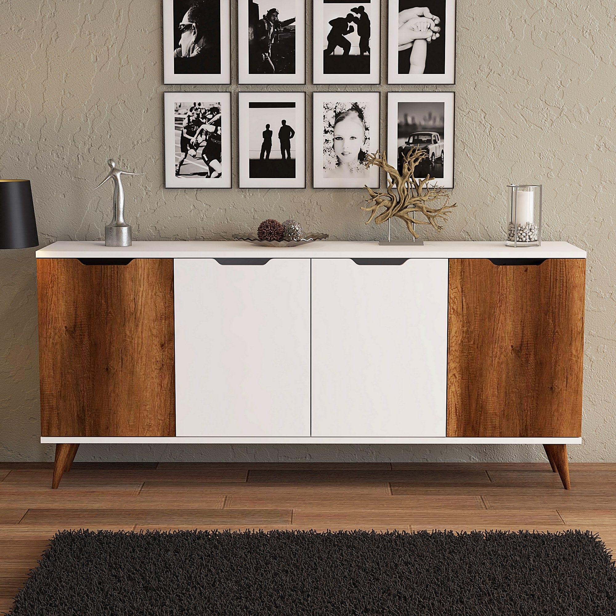 Asir Credenza con 4 ante Balerin Bianco