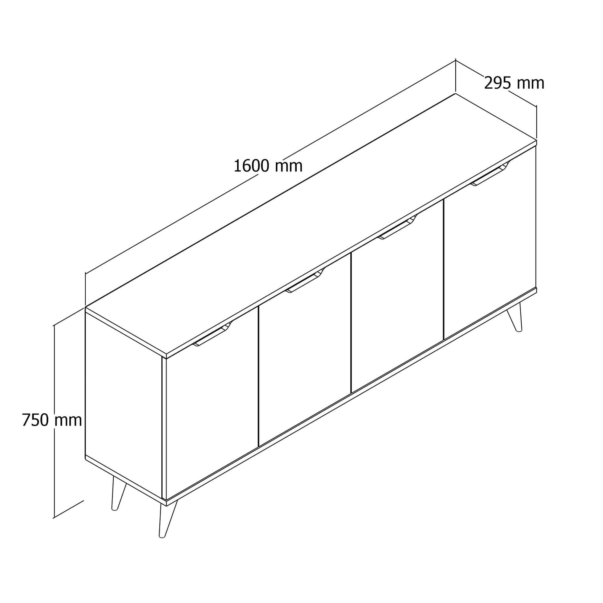 Asir Credenza con 4 ante Balerin Bianco