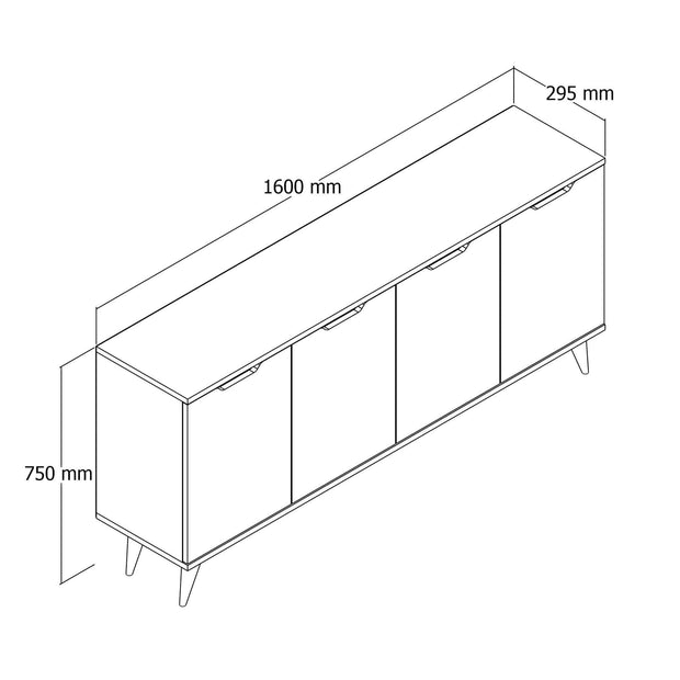 Asir Credenza con 4 ante Balerin Bianco