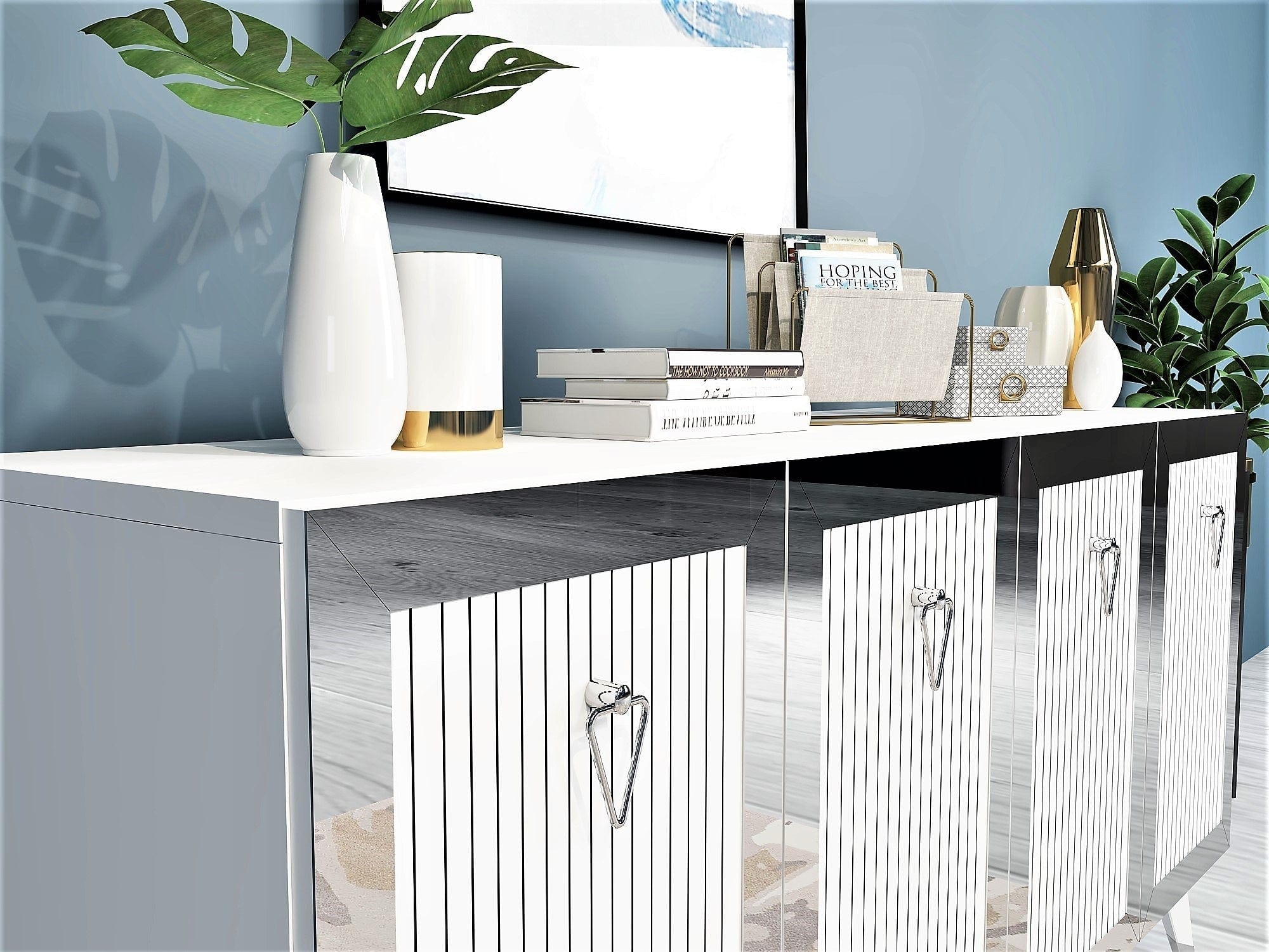 Asir Credenza con 4 ante Bare Argento